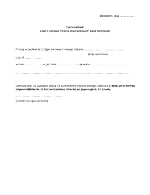 Student Absence Permission Form
