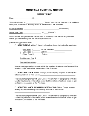 Montana Eviction Notice
