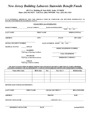 New Jersey Building Laborers Benefit Funds Form