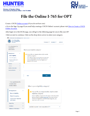USCIS Form I-765 for OPT