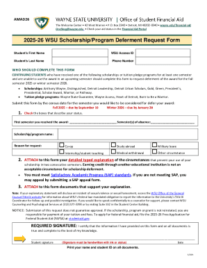 WSU Scholarship Deferment Request Form