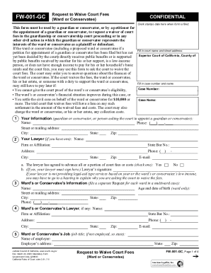 California Request to Waive Court Fees