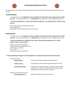 Alabama Criminal History Record Information Form