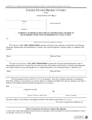 Subpoena to Produce Documents in Civil Action