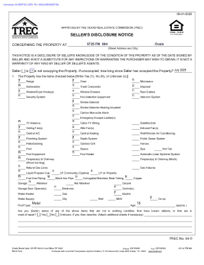 Texas Seller's Disclosure Notice