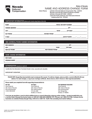 State of Nevada Name and Address Change Form