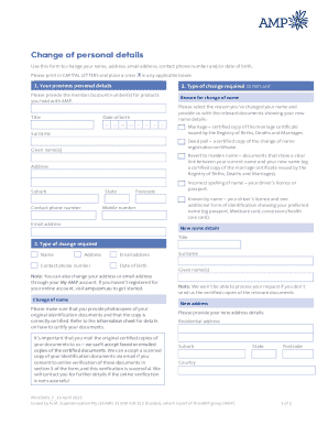 Change of Personal Details Form