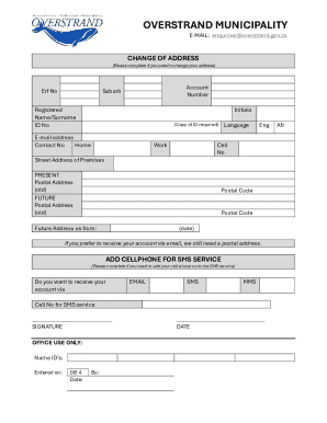 Overstrand Municipality Change of Address Form