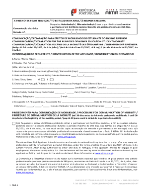 Portugal Student Mobility Declaration Form
