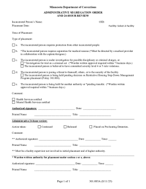 Minnesota Administrative Segregation Order