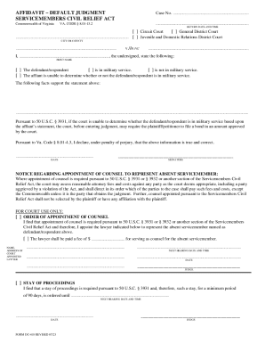 Affidavit Default Judgment