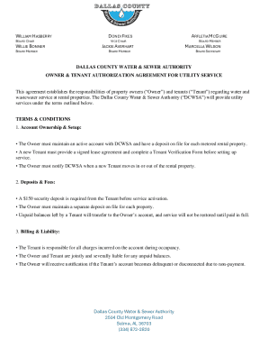 Dallas County Utility Service Agreement
