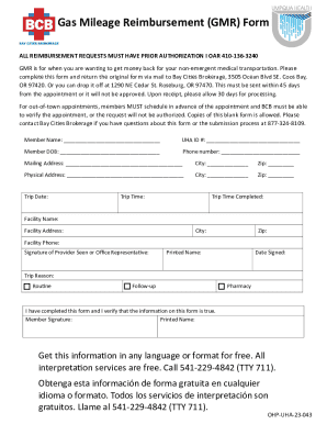 Gas Mileage Reimbursement Form