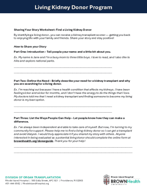 Living Kidney Donor Program Worksheet