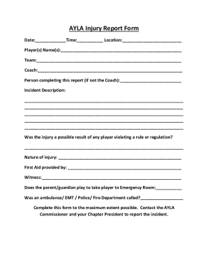 AYLA Injury Report Form