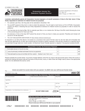 Louisiana Corporation Income Tax Extension Payment Voucher