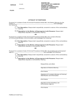 Louisiana Affidavit of Response