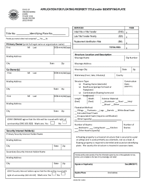 Oregon Floating Property Title Application