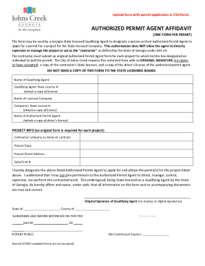 Georgia Authorized Permit Agent Affidavit