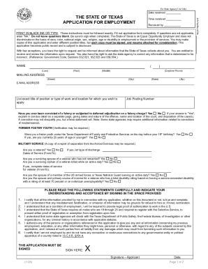 Texas State Employment Application