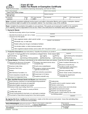 Idaho Sales Tax Resale or Exemption Certificate