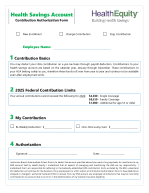 Health Savings Account Contribution Authorization Form