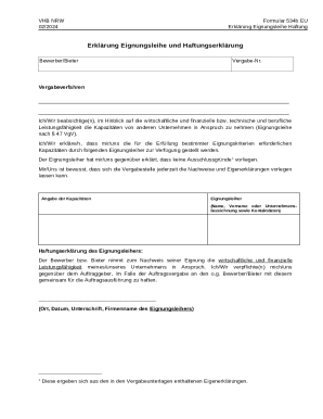 VHB NRW Formular 534b EU Eignungsleihe Haftung