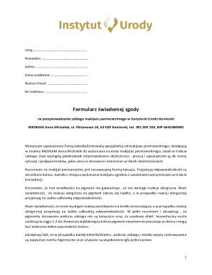 Consent Form for Permanent Makeup