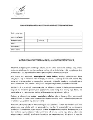 Consent Form for Permanent Makeup