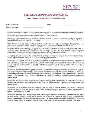 Consent Form for Permanent Makeup