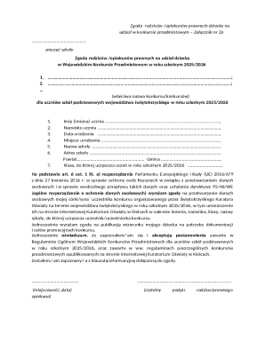 Parental Consent Form for Student Competition