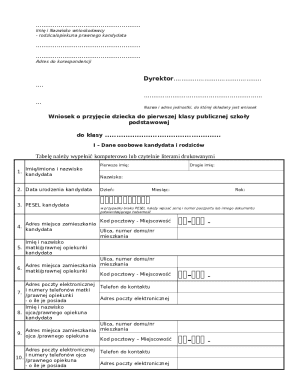 Polish School Admission Application Form