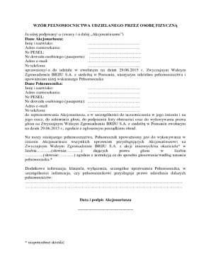 Power of Attorney for Shareholder Meeting