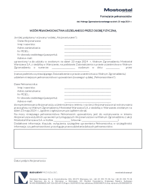 Power of Attorney for Shareholders Meeting