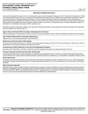 California EFT Payment Enrollment Form