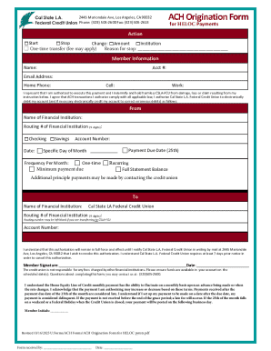 ACH Origination Form for HELOC Payments