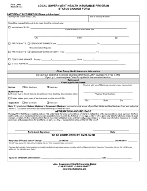 Local Government Health Insurance Change Form