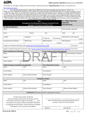 EPA Form 8700-29 Tier I Form