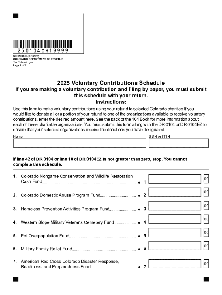 Colorado Voluntary Contributions Schedule - Blank Fillable Template ...