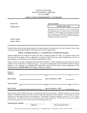 North Carolina Property Tax Relief Application