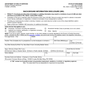 Wisconsin Background Information Disclosure Form