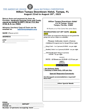 American Legion 106th National Convention Housing Form