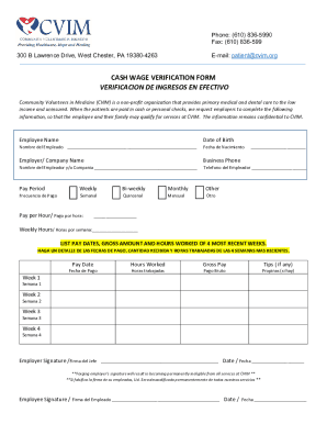 Cash Wage Verification Form