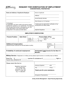 Request for Verification of Employment