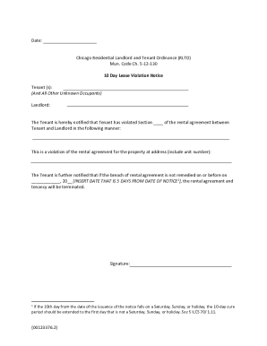 10 Day Lease Violation Notice