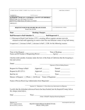 California Request for Increase/Decrease in Bail