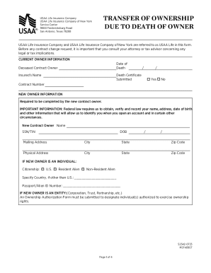 USAA Life Insurance Transfer of Ownership Form