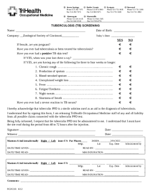 Tuberculosis Screening Form