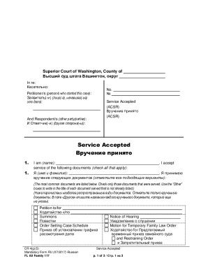 Washington Service Acceptance Form