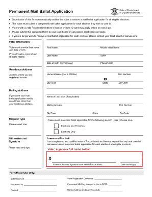 Rhode Island Permanent Mail Ballot Application